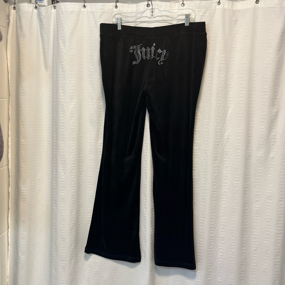 Juicy Couture Black Velour Lounge Pants with rhinestones on back
